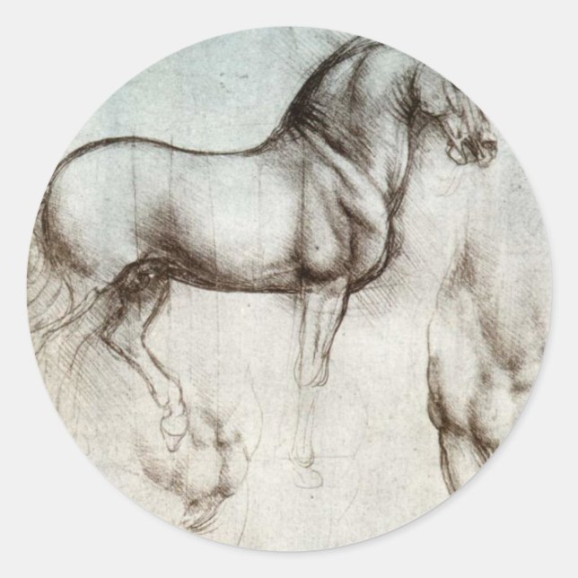 Adesivo Redondo Estudo dos cavalos - Leonardo da Vinci (Frente)