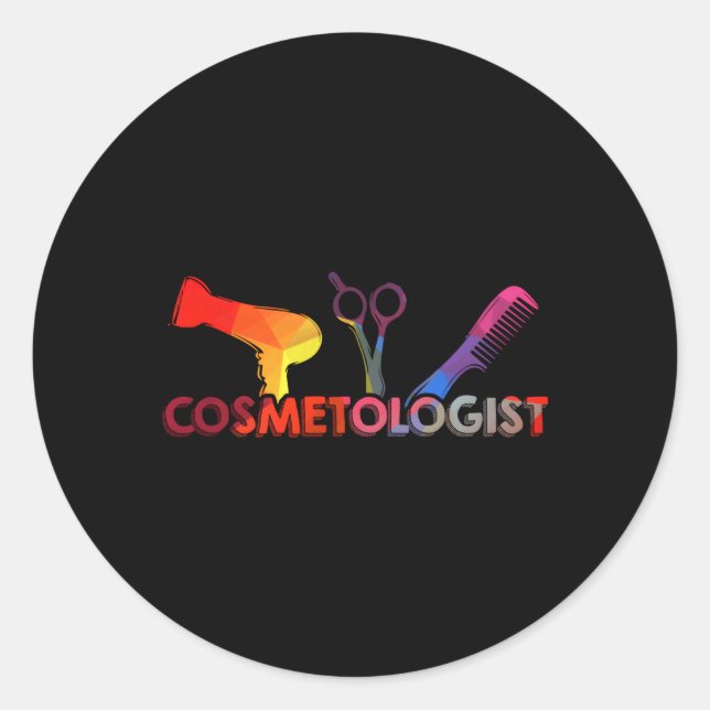 Adesivo Redondo Estudos de Formandos de cosmetologia Cosmetologist (Frente)