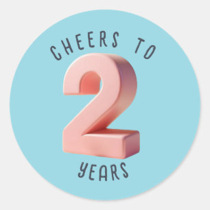 Adesivo Redondo Etapa do Número 3D do segundo aniversário ou Anive