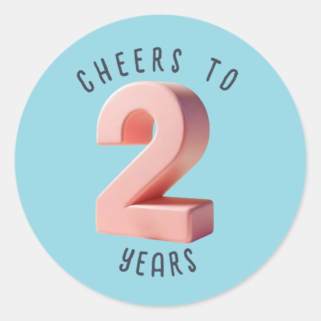 Adesivo Redondo Etapa do Número 3D do segundo aniversário ou Anive (Frente)