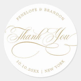 Adesivo Redondo Eterno de caligrafia moderna obrigado de casamento