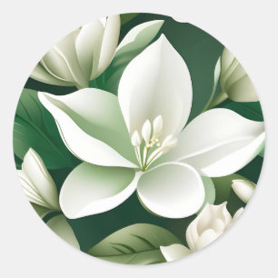 Adesivo Redondo Eterno Gardenia Padrão Floral