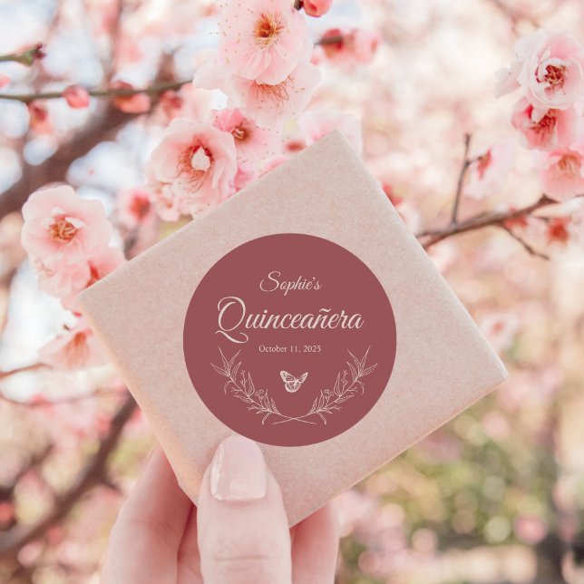 Adesivo Redondo Eterno Mauve Quinceañera, Rosa legante (Criador carregado)