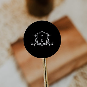 Adesivo Redondo Eterno Vinha Monograma Crest Preto