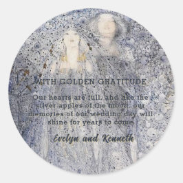 Adesivo Redondo Ethereal Navy Vintage Art Nouveau Wedding 