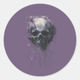 Adesivo Redondo Ethereal Skull Abstract Grunge Dark Art