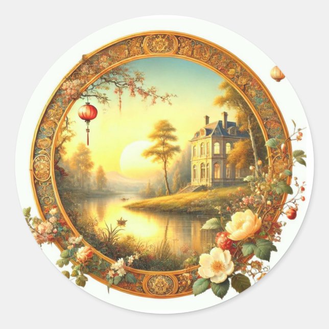 Adesivo Redondo Ética Clássica Elegante - Beleza do Eterno em A (Frente)