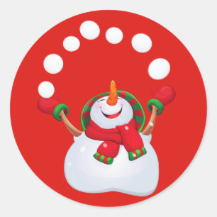 Adesivo Redondo Etiqueta-Boneco de neve do Natal