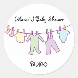 Adesivo Redondo Etiqueta-Clothesline personalizado do chá de