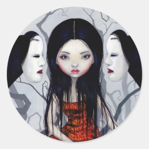 Adesivo Redondo "Etiqueta dos fantasmas sem cara"