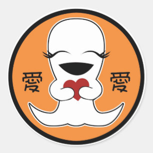 Adesivo Redondo Etiqueta, fantasma bonito do Anime, símbolo do
