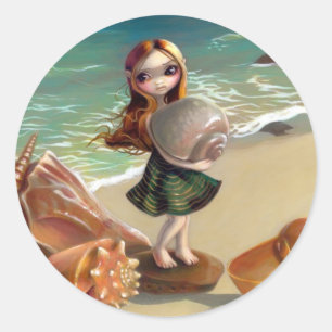 Adesivo Redondo "Etiqueta pelo beira-mar"