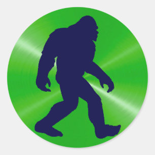 Adesivo Redondo Etiqueta, verde limão e preto de Bigfoot
