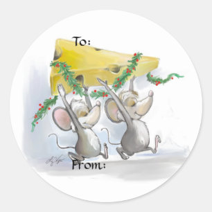 Adesivo Redondo Etiquetas/adesivos de presentes de ratos felizes e