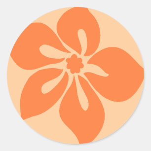 Adesivo Redondo "Etiquetas do hibiscus feliz" na papaia