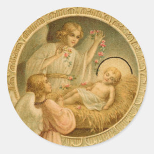 Adesivo Redondo Etiquetas: O amor veio para baixo no Natal