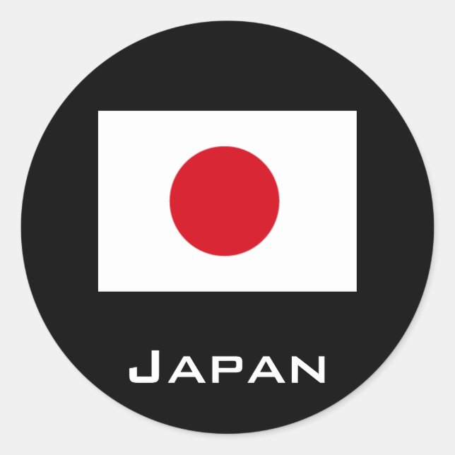 Adesivo Redondo Etiquetas-redondas de bandeira do Japão (Frente)