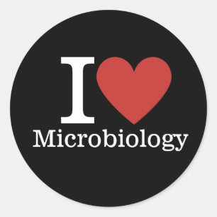 Adesivo Redondo Eu ❤️ a microbiologia para estudantes/Faculdade