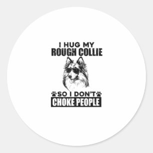 Adesivo Redondo Eu Abraço Minha Collie Dura Para Que Eu Não Engane