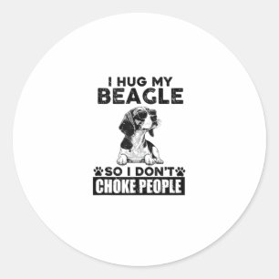 Adesivo Redondo Eu Abraço O Meu Beagle Para Que Eu Não Engole Pess