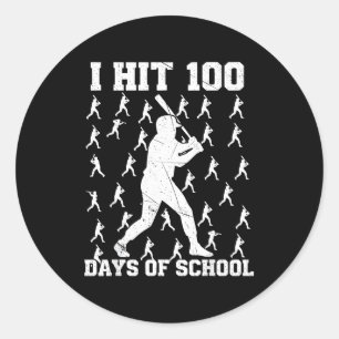 Adesivo Redondo Eu Acertei 100 Dias De Camiseta De Beisebol Escola