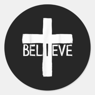 Adesivo Redondo Eu Acredito Cruz Deus Jesus Fé Religiosa Cristã