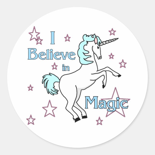 Adesivo Redondo Eu Acredito No Magic Sticker (Frente)