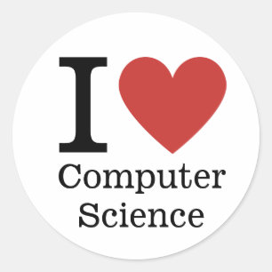 Adesivo Redondo Eu ❤️ adoro a Computer Science STICKER