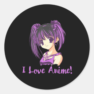 Adesivo Redondo Eu Adoro Anime! Anime Girl otaku Manga
