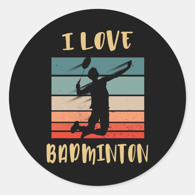 Adesivo Redondo Eu Adoro Badminton Jump Smash (Frente)