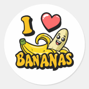 Adesivo Redondo Eu Adoro Bananas