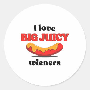 Adesivo Redondo Eu Adoro Big Juicy Wieners Funny Hot Dog Festa De