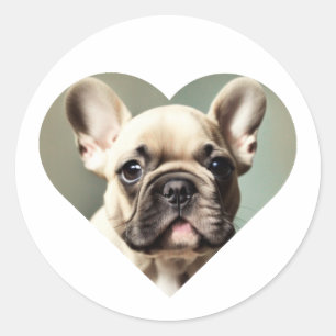 ADESIVO REDONDO EU ADORO BULLDOGOS FRANCESES! UM CACHORRO FRANCÊS