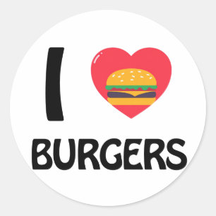 Adesivo Redondo Eu adoro Burgers