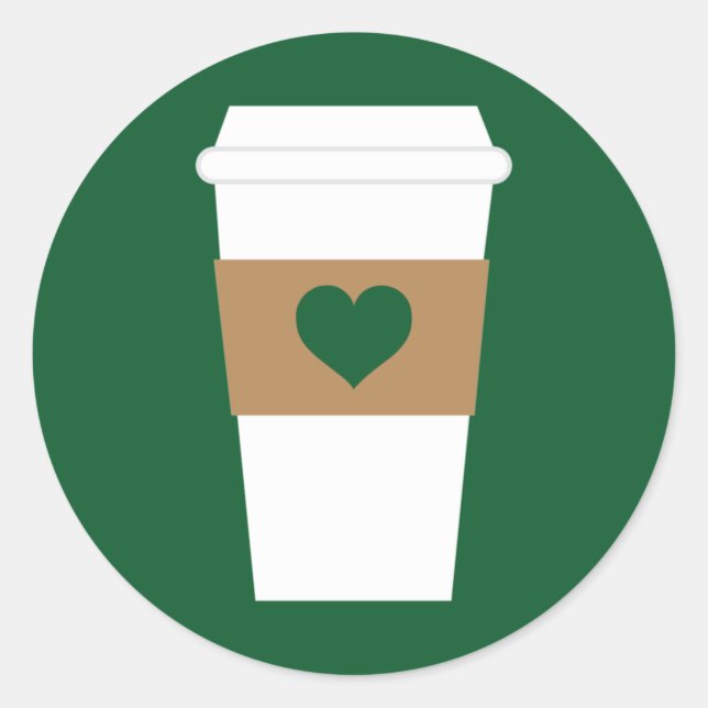 Adesivo Redondo Eu adoro Café Descartável (Frente)
