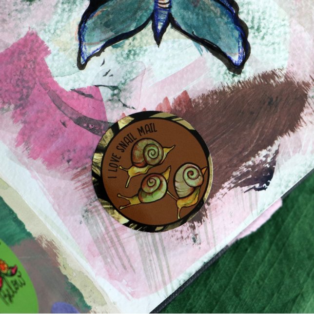 Adesivo Redondo Eu Adoro Caracol-Caracol-Cola Clássica (Criador carregado)