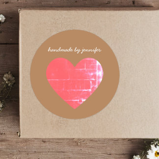 Adesivo Redondo Eu adoro Coração Vermelha Feita à Mão por Nome Cut