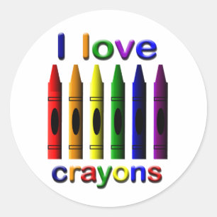 Adesivo Redondo Eu Adoro Crayons Sticker