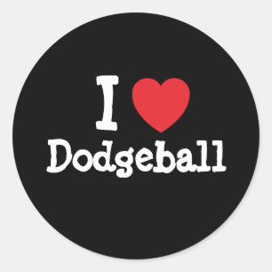 Adesivo Redondo Eu adoro Dodgeball coração personalizado