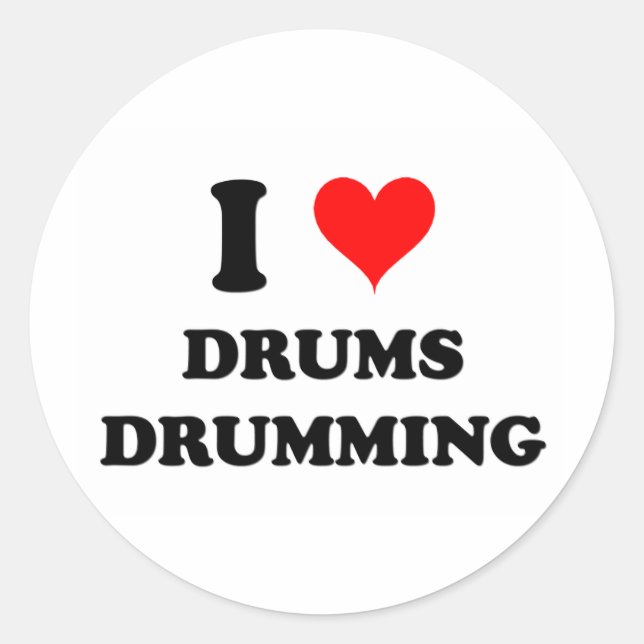 Adesivo Redondo Eu Adoro Drumming (Frente)