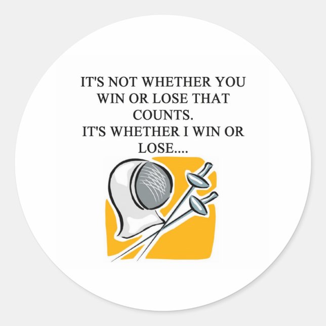 Adesivo Redondo eu adoro esgrima fencer design (Frente)