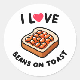 Adesivo Redondo Eu adoro feijões na torrada