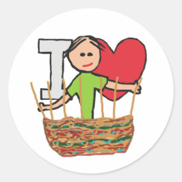 Adesivo Redondo Eu Adoro Fritação De Cesta