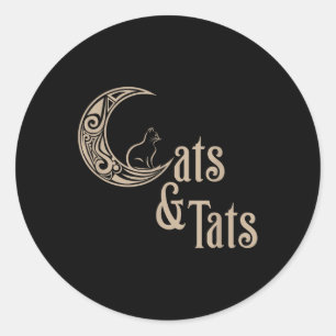 Adesivo Redondo Eu Adoro Gatos E Tatuagens Gatos E Tatuagens Engra