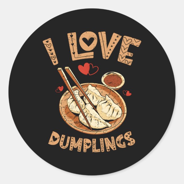 Adesivo Redondo Eu adoro golpes de porco Comida chinesa (Frente)