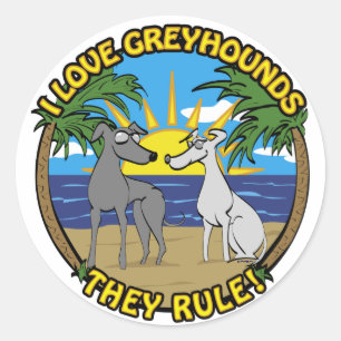 ADESIVO REDONDO EU ADORO GREYHOUNDS QUE ELES REGEM