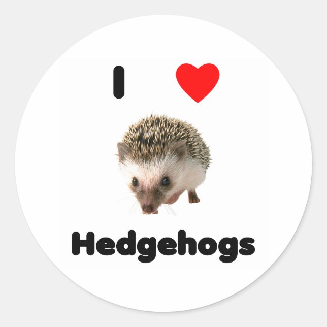 Adesivo Redondo Eu adoro hedgehogs Sticker (Frente)