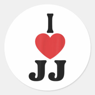 Adesivo Redondo Eu Adoro Jj Heart Groovy Personalizado Nome Jj _1