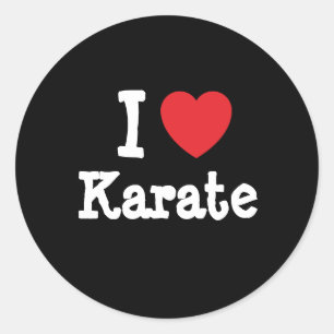 Adesivo Redondo Eu adoro Karate coração personalizado personaliz