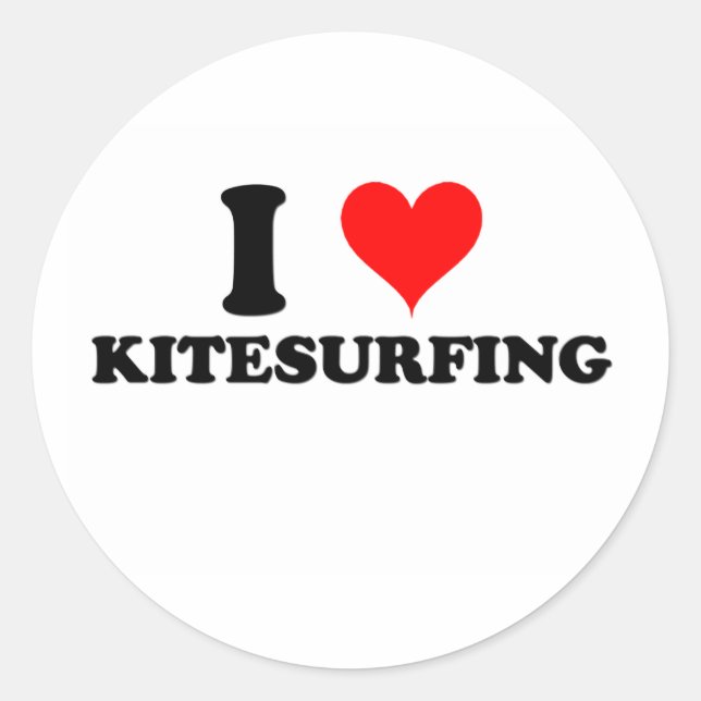 Adesivo Redondo Eu Adoro Kitesurfing (Frente)